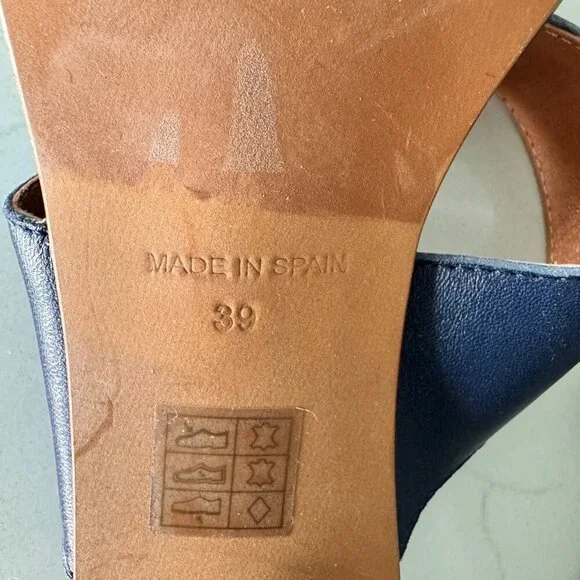 L'Intervalle Julia Navy Leather Block Heel Dress Sandal - Picture 7 of 7